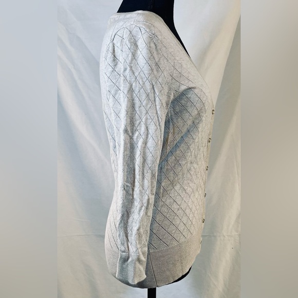 WHBM 3/4 Sleeve Beige Cardigan Sweater w/ Silver Buttons - Size S - Picture 3 of 7